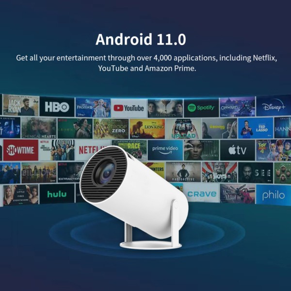 Projektor 4k Android 11 Dual Wifi6 200 Ansi Allwinner H713 Bt5.0 1080p 1280*720p Hemmabio Utomhus Bärbar Projetor