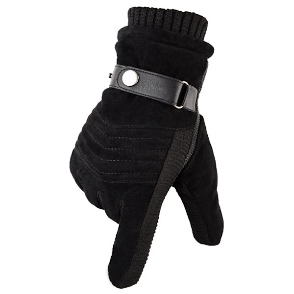 Vintermænds Handsker Touch Screen Varme Casual Handsker Vanter til Mænd Udendørs Sport Fuld Finger Solid Handske Black B