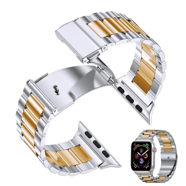 Armband i rostfritt stål för Apple watch 40 mm 44 mm 5 4 3 watch 38 mm 42 mm Armband Sport Metal WatchBand för iWatch 3 2 1 Gray 38mm 40mm 41mm
