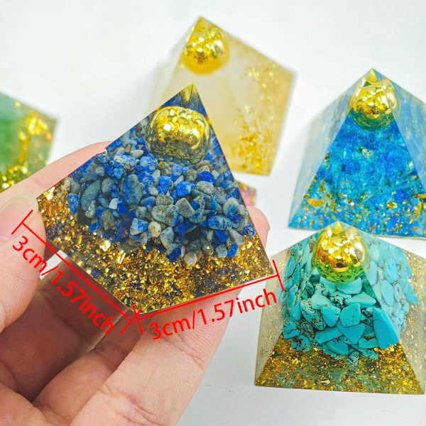 Luonnonkivikristalli Orgon Energia Pyramidi Ruusukvartsi Reiki Chakra Koti Sisustus Joulu 1.57Tuuma Kultaiset Helmet Pyramidi Pyros Lapis lazuli 1PCS