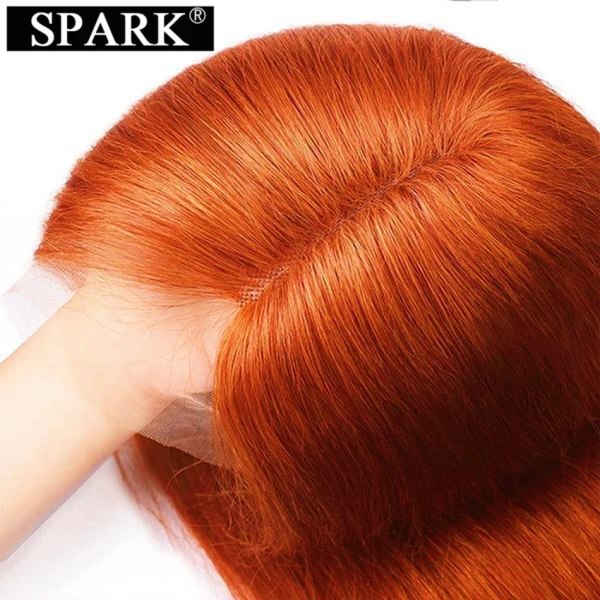 350 Färg Rak Bob Peruk Ginger Orange Kort Rak brasilianskt människohår Spets Frontal Brasiliansk Kort Bob Peruk Remy Hair Peruk 13x4 Closure Wig 8inches