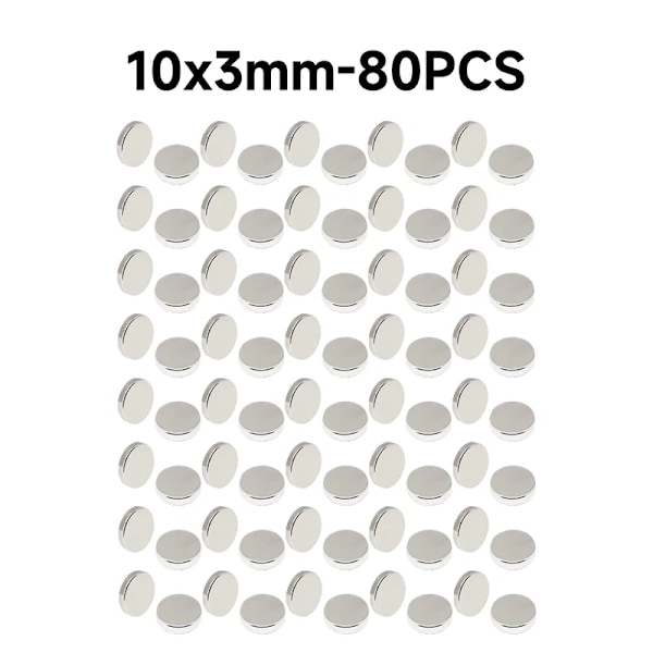 10mm NdFeB Magnetisk Jern Absorberende Permanent Magnet DIY Køleskabsmagnet Magnet Rund Magnetplade til Håndværk og Kontormagneter 10x3mm-80PCS