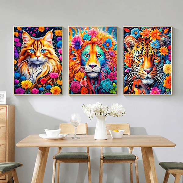 5D Diy Diamant Målning Blommor Och Djur Full Diamant Mosaic Broderi Tecknad Katt Hund Tiger Cross Stitch Kite Konst Hem Inredning FDX3628 20x30cm Square