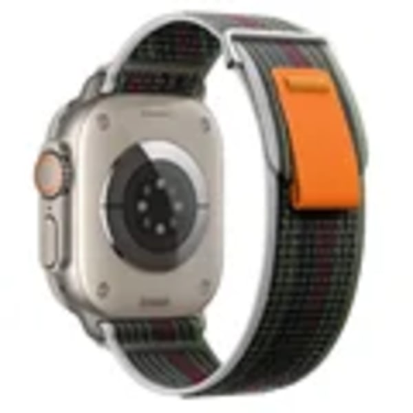 Trail Loop -hihna Apple Watch Ultra 2 49 mm:lle, sarja 9 8 7 45 mm:lle, 41 mm:lle, urheilullinen nailonranneke iWatch 6 5 4 3 SE 44 mm:lle, 40 mm:lle, 42 mm:lle Dark green orange For Ultra 49mm