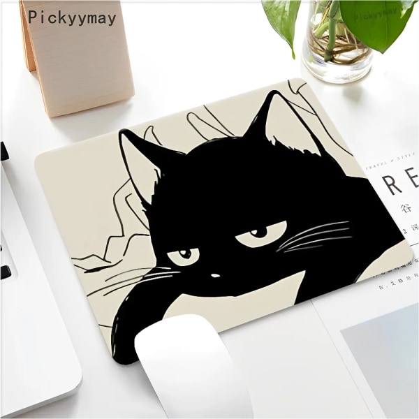 Black Cat Musmatta Litet kontor Dator Skrivbordsmatta Bord Tangentbord Stort musmatta Laptopkudde Halkfri skrivbordsmatta Heminredning z28 Not LockEdge 25x29cm