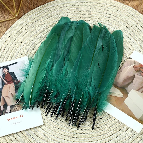 15-20cm Naturlige Gåse- og Svanefjer, Små Farvede Fjer til DIY, Flagrer, Plume, Scene-, Bryllupsdekoration, Flydende Plumas, Sprøjtballon Dark green