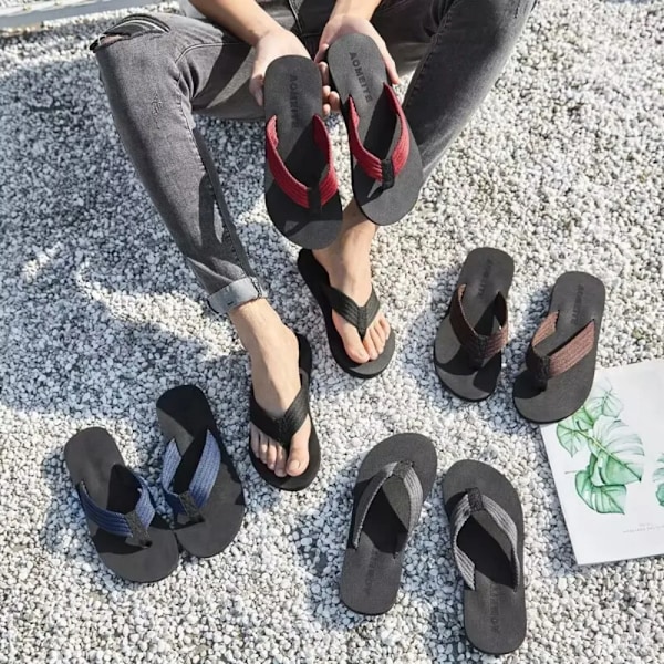 Miesten Toffelut Kesä Trendi Kevyet Flip Flops Miehet Minimalistinen Muoti Loma Vapaa-ajanranta Tossut Miehet Chanclas Pantufs Lasar black 45-46