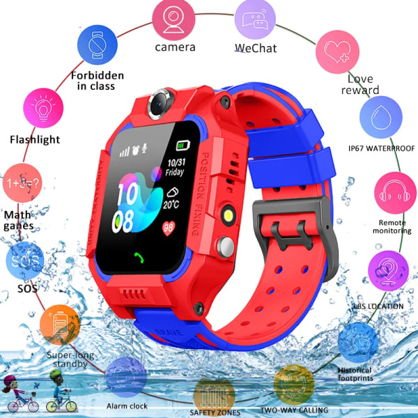 Watch Kan ringa skicka meddelande Ansluten mamma watch barn tjej IP67 Vattentät watch för barn Present Smartwatch för barn Waterproof  Red English Version