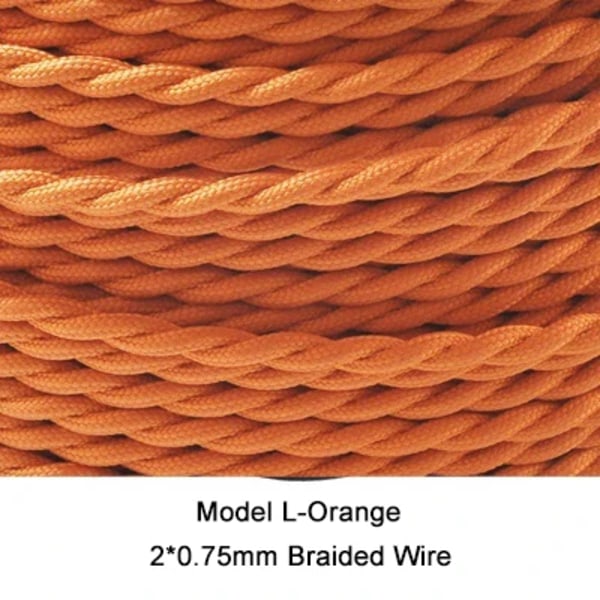 Flerfärgad Flätad Twisted Wire DIY-lampa Twisted Wire 2×0,75 Square Edison Retro Power Orange 30m