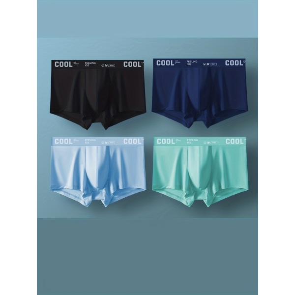 4st Ice Silk Cool underkläder för män, sexiga ultratunna antibakteriella boxershorts, andas mjuka, bekväma elastiska boxershorts Mixed Color 9922-7 XXXL(56-58)