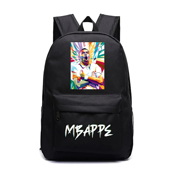 Mbappe Avatar Print Ungdom Rygsæk Sort Tilfældig Elev Taske Velegnet Til Drenge Og Piger 2