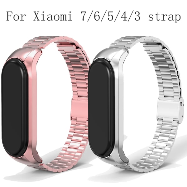 För Xiaomi Mi Band Armband 3/4/5/6/7 rem Rostfritt stål Magnetrem Xiaomi Armband Mi Band 3 4 Miband 5 6 7 Rem CX-Black Mi 5 6 strap