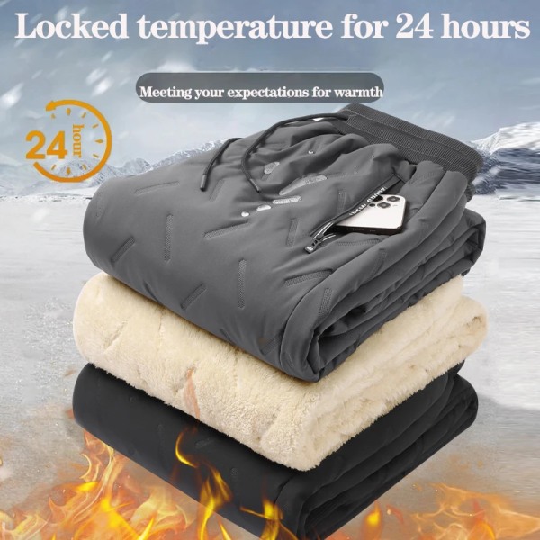Snow Lamb Fleecebyxor för mäns vinterytterkläder bomullsbyxor med förtjockad sammet och utomhus vindtäta varma byxor i stor storlek BlackRightAngle XL