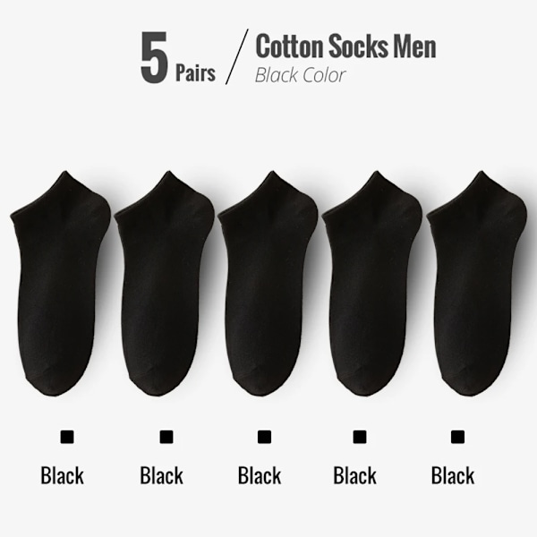 95% Kammade Bomullsstrumpor Män Affärsklänning Short Socks Mjuk Andask Vår Sommar Färgglada Socka För Man 5Pairs / Lot Fotsocka 5Pairs black EU38-45