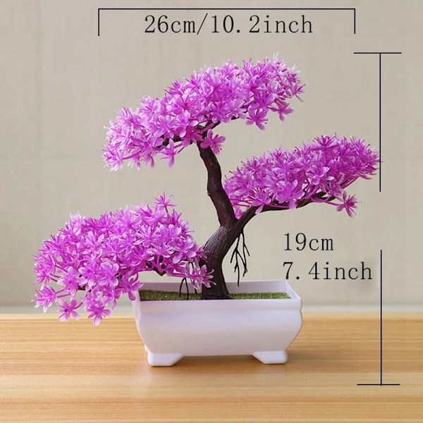 Kunstig Bonsai Træ Simulerings Planter Potteplanter til Havebord Hjem Værelse Soveværelse Dekoration Udendørs Falsk Plante Ornamenter Rose Red