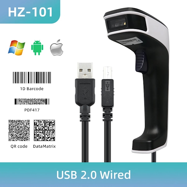 HZ-101WB kablet/trådløs 2.4G/Bluetooth håndholdt 2D stregkodescanner til 1D/2D, QR/DM/PDF417 kode til nventory POS terminal HZ-101 Wierd 2D