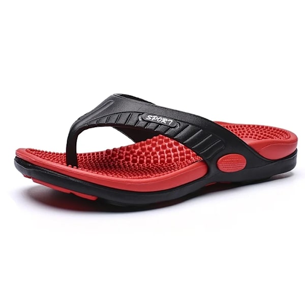 Kesä Miesten Muoti Casual Flip Flops Ulkona Urheilu Ranta Tofflor Red 45