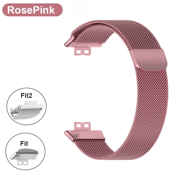 Metallband för Huawei Watch Fit/Fit 2 Rem med case TPU Skärmskydd Watch Fit Armband Milanese Magnetic Loop Watchband Rose Pink Band Huawei Watch Fit