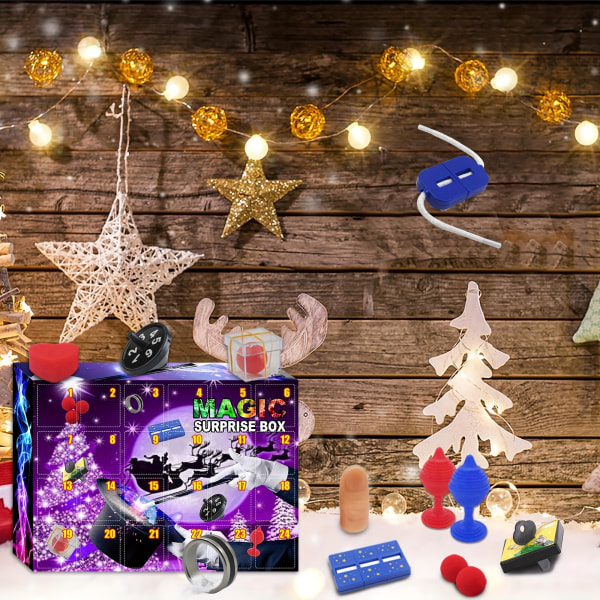 Pussel Enkel magic rekvisita för nybörjare magic set för barn present jul överraskning magic låda 24 st leksaker jul adventskalender