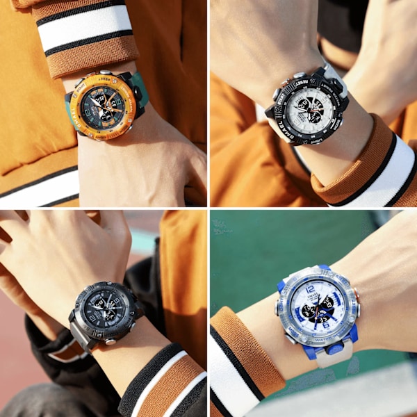 Sportklockor Herr SMAEL Vattentät Analog Digital Kvarts Armbandsur Manlig Mode Stoppur Alarmklocka 8058 Man Klocka 2023 Ny BLACK BLUE