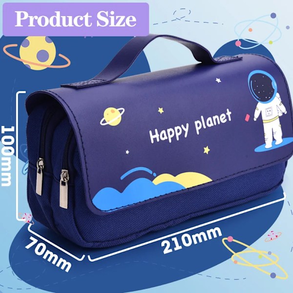 Kawaii 3D Pencil Case Stor Kapacitet Pung Vattentät Läder Väska Astronautt Tjejer Skola Kontorsmaterier Bear Purple