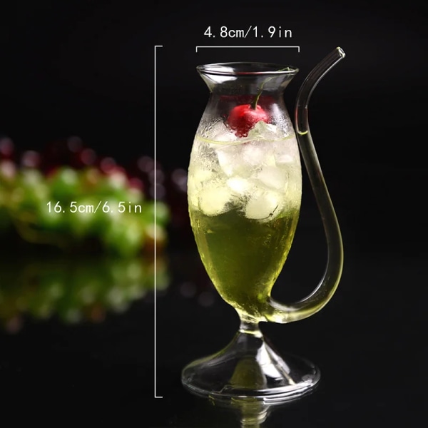 Transparent Creative vinglaskopp Cocktailglaskopp med sugrör för drycker Öl Klara vinglas Dryckesgods Bar Verktygspresent 02 190-340ml