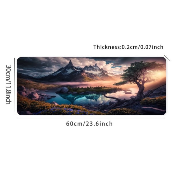 The Lake Under The Snow Mountain Skrivbordsmatta Skrivbordsdyna Stor spelmusmatta E-Sports Office Keyboard Pad Datormus 35.4*15.7inches(90X40cm)