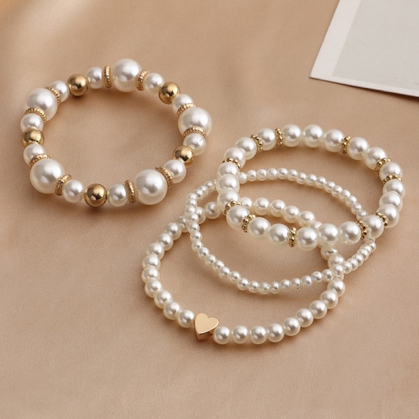 4st/ set Delikat Love Faux Pearl armband för alla hjärtans dag semester smycken present Golden