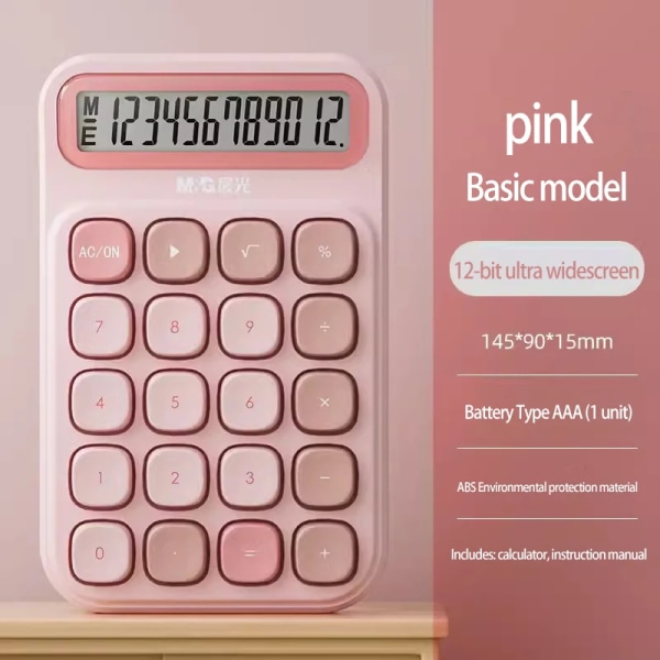Student Kawaii miniräknare tangentbord flexibelt tangentbord kontor med finansiell redovisning söt kommersiell stationär stor mekanisk Pink