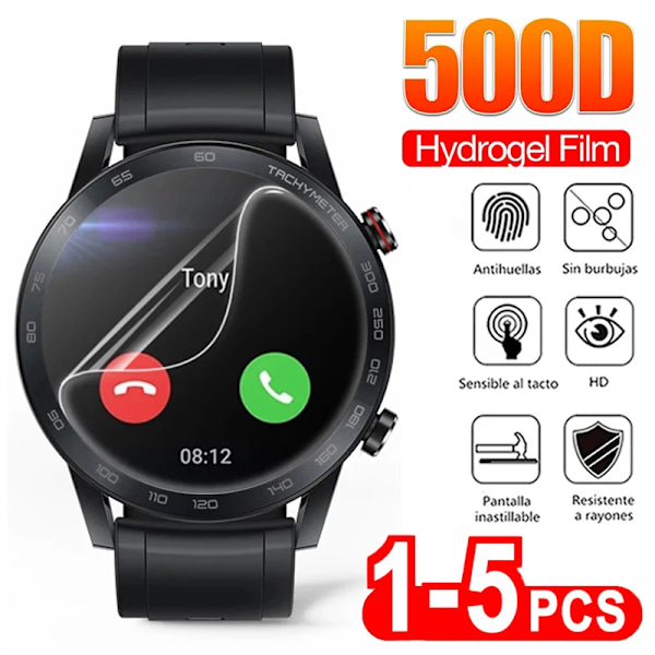 500D Hd Hydrogel Skyddande Film För Huawei Klocka Gt 2 2E 42Mm 46Mm Gt 2 Pro Full Skärmskydd För Hederlighet Titta På Magi 2 42 46 Huawei Watch Fit 5pcs