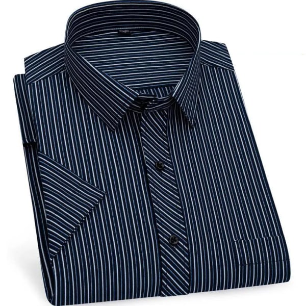 Sommar ny affärskortärmad skjorta för män casual icke-strykning högkvalitativ formell randig klänning som andas smal 4 39
