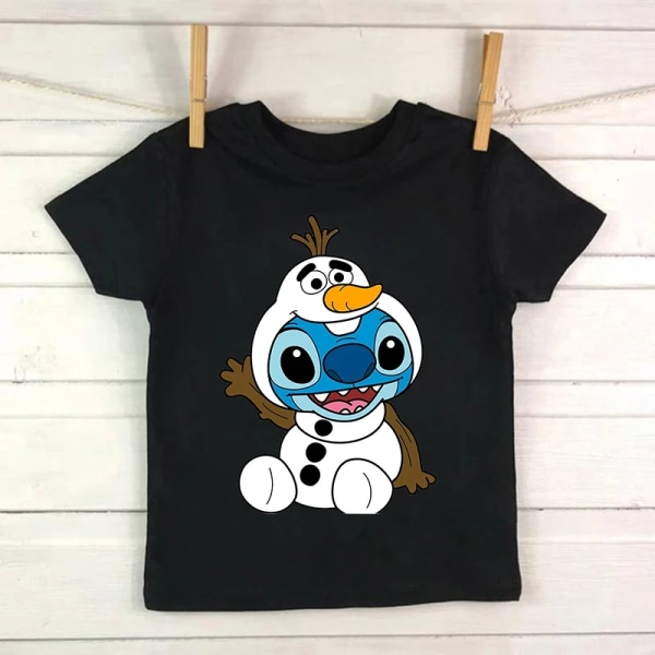 Skjorta Barn Barn Lilo Stitch Tecknad T-shirt Stitch Söt Manga T-shirt Y2k Grafisk T-shirt Tjej Pojke Topp Tees Kläder black942 3T(M)