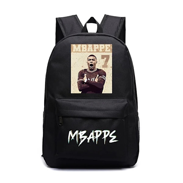 Mbappe Avatar Print Ungdom Rygsæk Sort Tilfældig Elev Taske Velegnet Til Drenge Og Piger 5