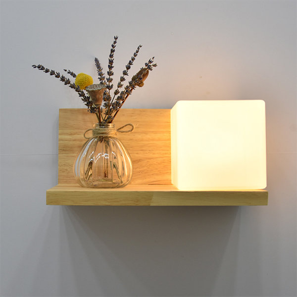 Nordisk Soveværelse Væglampe Sengelampe Stue Baggrund Vægdekoration Studie Gang Balkon Japansk Massivt Træ Plante Væglampe House Glass Right Bulb Not Included