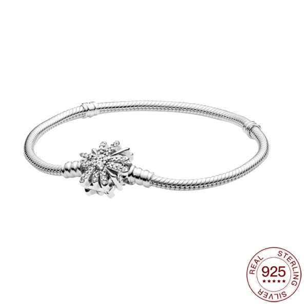 Nytt 925 sterling silver armband hjärta armband glänsande zirkon prinsessa lilja armband för kvinnor passar original charm smycken present PAB051 20cm