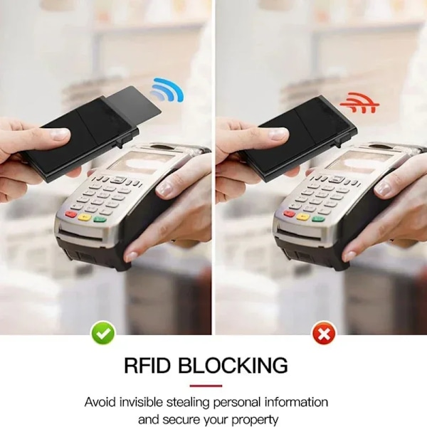 RFID-blockerande kreditkortshållare plånböcker män slimmad minimalistisk plånbok korthållare fodral stöldskydd metallfodral pengapåse plånbok resa Black