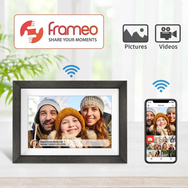 Frameo 32GB minne 10,1 tum smart digital bildram Trä WiFi IPS HD 1080P elektronisk digital fotoram pekskärm wood YM101