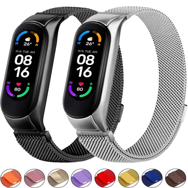 Milanese looprem för Xiaomi Mi Band 7 6 5 4 3 Magnetiskt armband i rostfritt stål Metallarmband för Xiaomi mi band 4 3 Remmar 3 rose powder Mi band 6 5