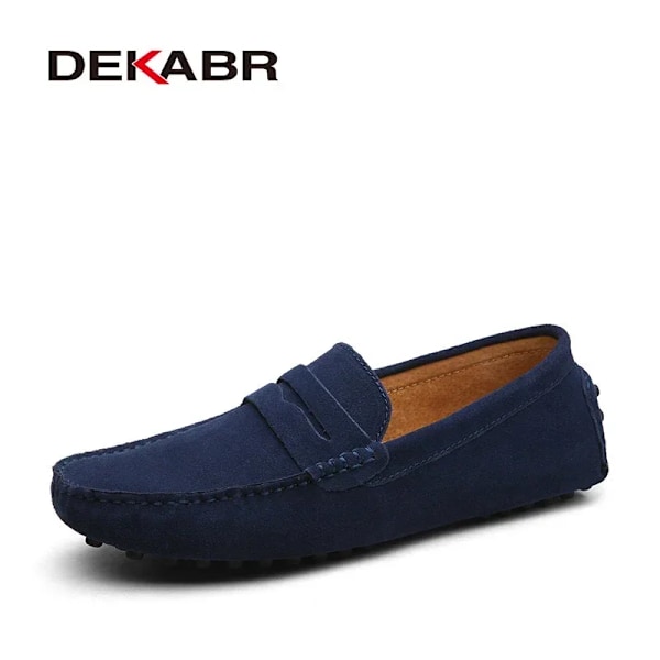 Dekabr Brand Forår Sommer Hot Sell Moccasins Mænd Loafers Høj Kvalitet Ægte Læder Sko Mænd Flad Letvægts Kørselssko 01 Dark Blue 8.5