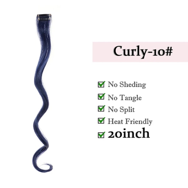 Lansa Syntetiska Hår Utvidgningar Med Klippor Värmebeständig Raka Hår Förlängningar Färg Färgade Svart Hår Clip Kvinnor 8G/Pcs Curly-10-lanhui 22INCHES