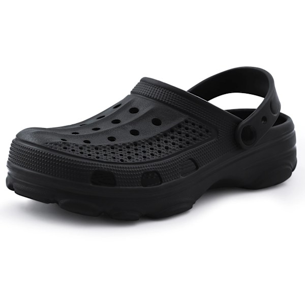 Kidmi Mode Män Clogs Tofflor Sommar Clogs Tofflor Utomhus Andas Strand Tofflor Mjuka Män Trädgård Tofflor Hem Hem Sandaler Black 38