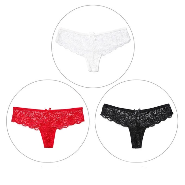 3 st Trosor för Kvinna Underkläder Sexiga Spets Seamless G-String Underkläder Kvinnliga Trosor Sexiga Transparenta Kvinnors kalsonger set 5 S