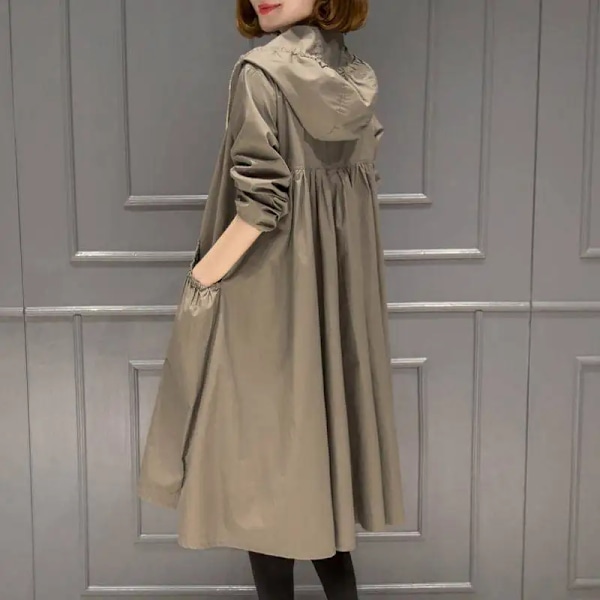 Naisten Casual Medium-Pituinen Trench Coat Löysä Istuvuus Takki Kevät 2023 Uusi Style Korealainen Versio No lining khaki 2XL