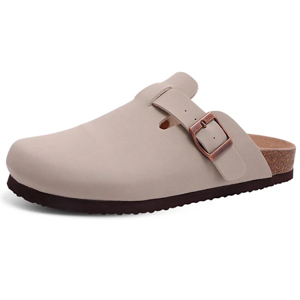 Litfun Retro Korkkitossut Miehille Muodikkaat Miesten Mules-Kengät Kaariholvilla Unisex Classic Beach Kengät Miehille Sandaalit leather-Stone 39