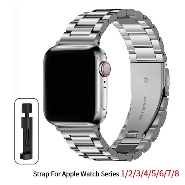 Armband i rostfritt stål för Apple Watch Band 45 mm Ultra 49 mm 41 mm 40 mm 44 mm watch Metallarmband för Iwatch Series 9 8 7 6 5 Silver