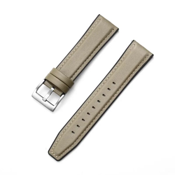 20mm 22mm läder- och silikonhybridrem för Samsung Galaxy Watch4 6 Classic 47mm 46mm/Galaxy Watch6 40mm 44mm bandarmband Apricot-Silver 22mm