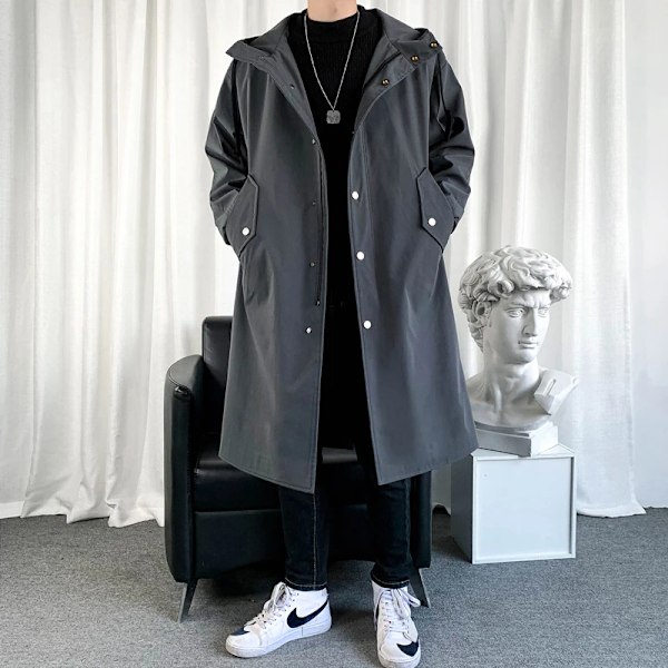 Miesten syksyn uusi huppu takki Korean Streetwear Oversize Rockit Korean Streetwear Muoti Miehet Vaatteet Hip Hop Takit black L