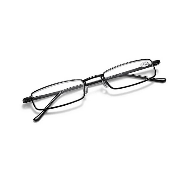 Elegantti kannettava mini lukulasit metallikehyksellä kynäkotelo ultraohut miehet naiset lukulasit presbyopia silmälasit laatikolla black +300