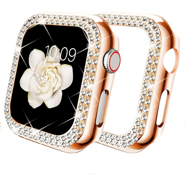 Diamond Case för Apple Watch Series 8 7 41MM 45MM Cover För iWatch 6 SE 5 4 38MM 42MM 40mm 44mm Tillbehör Rose Glod 41MM Series 7