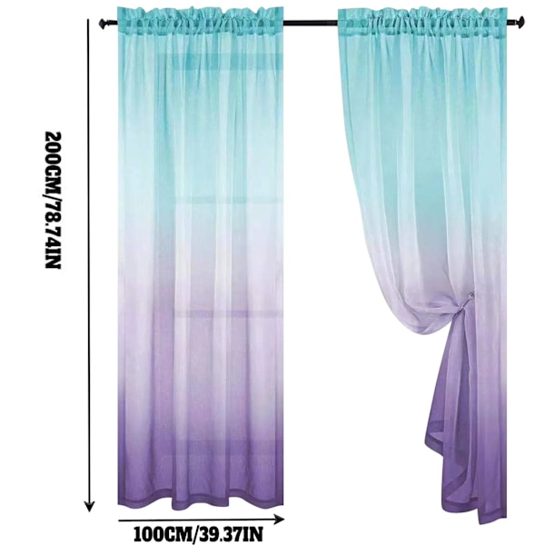 2 kpl Gradientti Väri Skar Voile Verhot Makuuhuoneeseen Pastoraalinen Rustiikki Ranskalainen Ikkuna Näyttö Verho Paneli Tulle Verhot Hot Pink 1*2